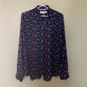 - 🦚 Blouse - Loft - Medium - Button Up - Long Sleeve